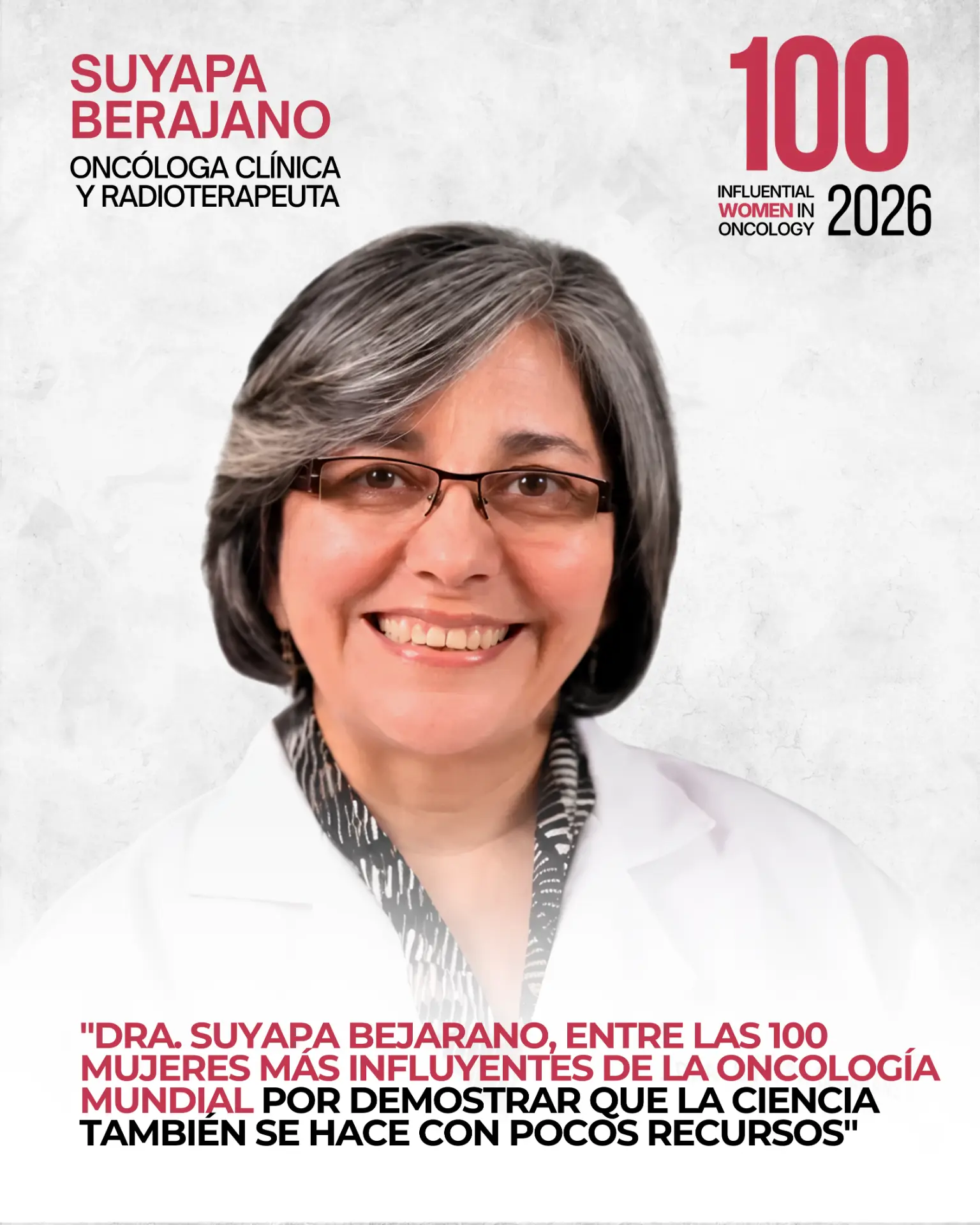 Retrato de la Dra. Suyapa Bejarano, oncóloga clínica y radioterapeuta